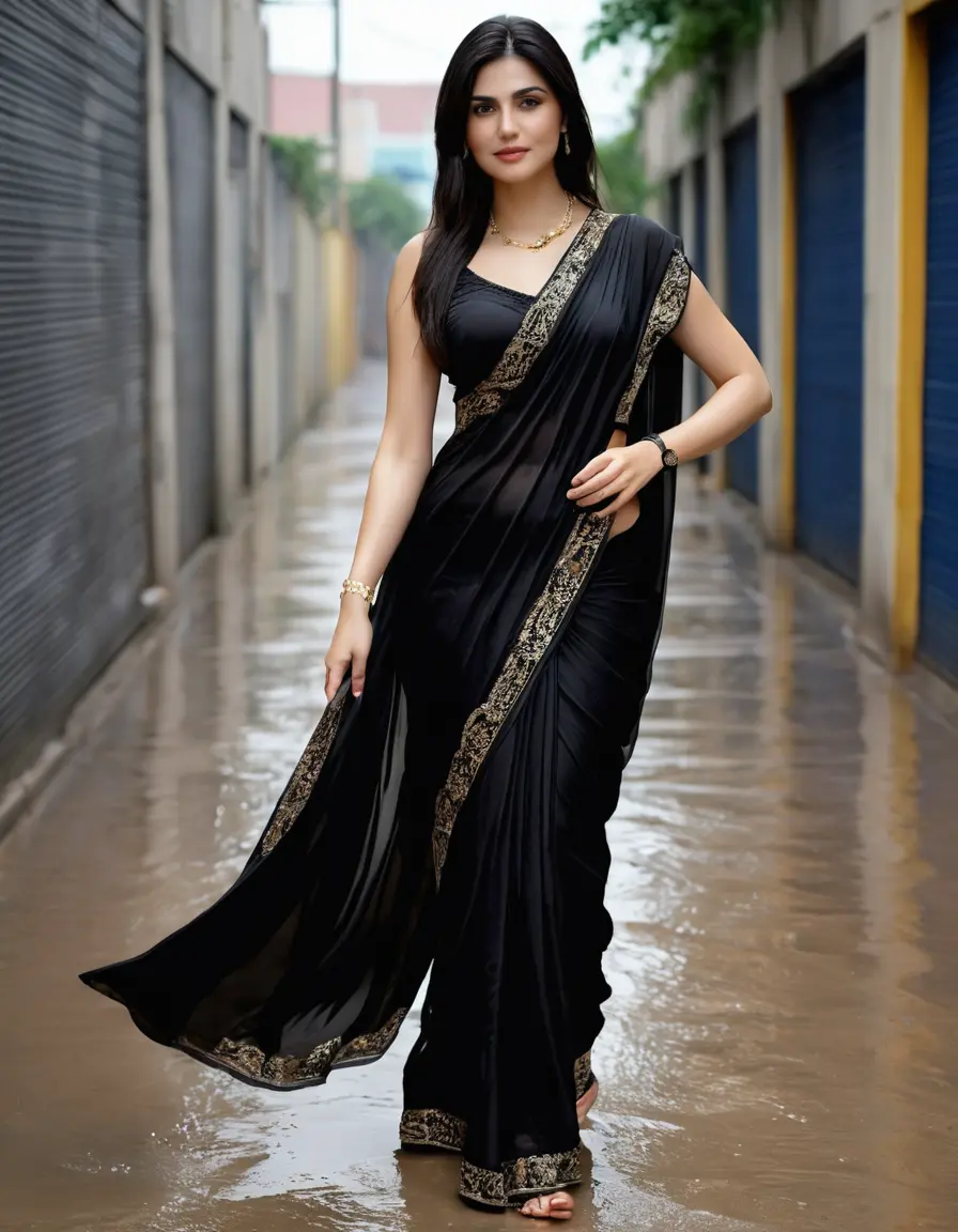 photo of young woman, in soaking wet, drenched clothes,
Stilletto heels, Silk pants, Embroidery,  long black Saree skin tight , Shop ,grope another female , 
enjoying, wet clothes stuck to body,
detailed textures of the wet clothes, wet face, wet plastered hair,
wet, drenched, professional, high-quality details, full body view.
sharp focus, ultra-high pixel detail, realistic, high-quality, full colors, incredibly detailed, 4k, 8k, 16k, hyper-realistic, RAW photo, masterpiece, ultra-detailed, professionally color graded, professional photograph, Straight open  wavy hairstyle , , pear shaped body,  wrist watch, thin necklace t ,  , no make up, 4.6feet tall model , 36b bra size, 