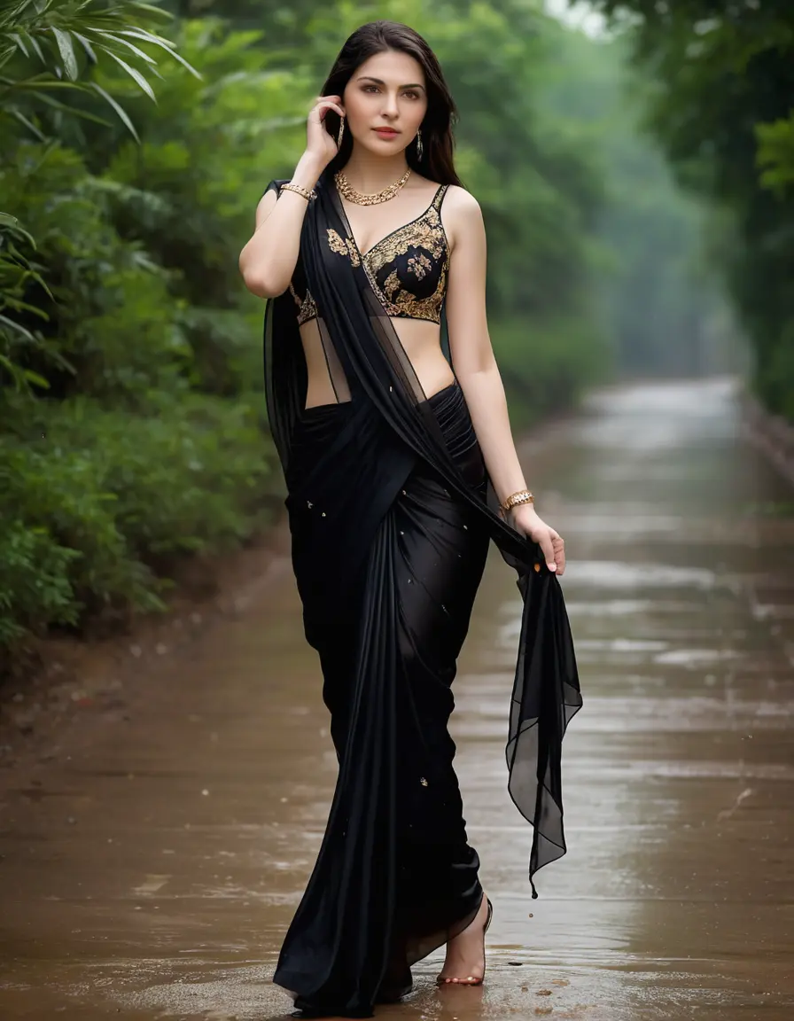 photo of young woman, in soaking wet, drenched clothes,
Stilletto heels, Silk pants, Embroidery,  long black Saree skin tight , Shop ,grope another female , 
enjoying, wet clothes stuck to body,
detailed textures of the wet clothes, wet face, wet plastered hair,
wet, drenched, professional, high-quality details, full body view.
sharp focus, ultra-high pixel detail, realistic, high-quality, full colors, incredibly detailed, 4k, 8k, 16k, hyper-realistic, RAW photo, masterpiece, ultra-detailed, professionally color graded, professional photograph, Straight open  wavy hairstyle , , pear shaped body,  wrist watch, thin necklace t ,  , no make up, 4.6feet tall model , 36b bra size, 
