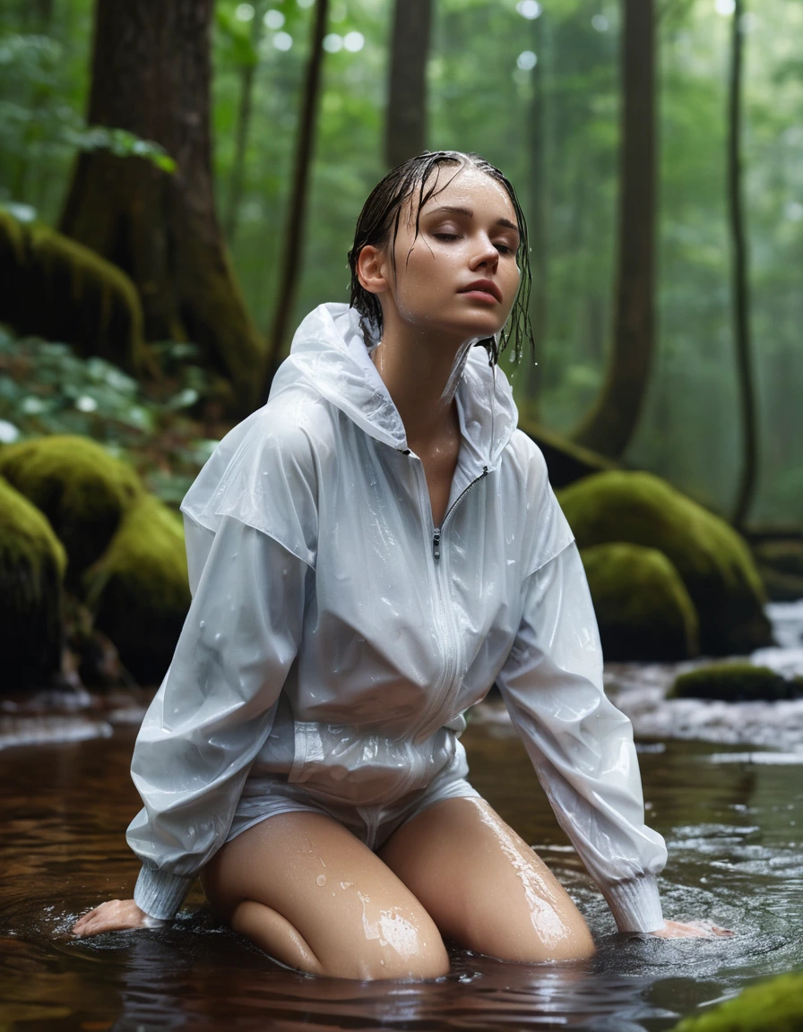 photo of young woman, in soaking wet, drenched clothes,
white nylon sock, white nylon, white wet top, forest, 
enjoying, wet clothes stuck to body,
detailed textures of the wet clothes, wet face, wet plastered hair,
wet, drenched, professional, high-quality details, full body view.
sharp focus, ultra-high pixel detail, realistic, high-quality, full colors, incredibly detailed, 4k, 8k, 16k, hyper-realistic, RAW photo, masterpiece, ultra-detailed, professionally color graded, professional photograph, dry skin, dry clothes, dry fabric